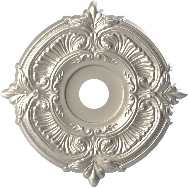 Ekena Millwork Attica PVC Ceiling Medallion (Canopies up to 6 3/4"), 19"OD x 3 1/2"ID x 1"P, Bright Coat Aluminum CMP19ATBAL - main